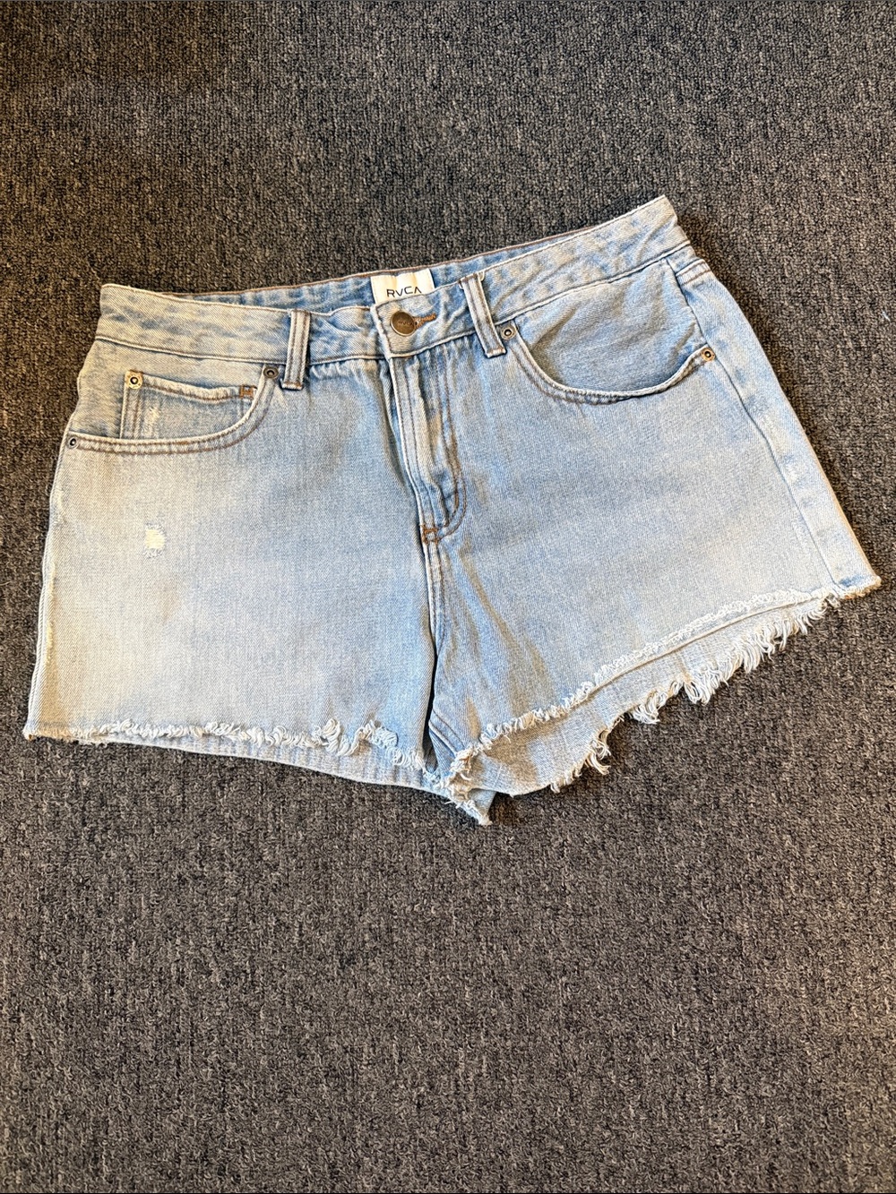 {RVCA RUCA} Mid Rise Relaxed Cuffed Jean Shorts size 29